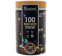 Festive Productions 100 LED Battery String Lights : Timer : Warm White