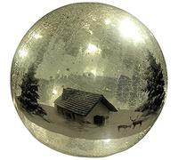 Festive Productions 15cm LED Lit Christmas Crackle Ball : Battery : Winter Forest Lodge Scene