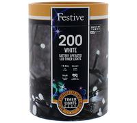 Festive Productions 200 LED Battery String Lights : Timer : Bright White