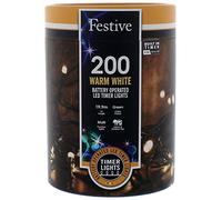 Festive Productions 200 LED Battery String Lights : Timer : Warm White