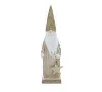 Festive Productions 23cm Wooden Santa Gonk with Gold Glitter Star Tabletop Decoration Christmas Ornament Xmas Festive Décor Gift