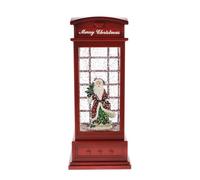 Festive Productions 27cm LED Water Spinner Telephone Box - Red Christmas Lantern with Santa Scene - Battery Operated Light Up Decoration for Mantel, Table or Shelf