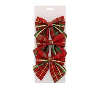 Festive Productions 3 Pack Red Tartan Bows - 15cm Christmas Tree & Wreath Decorations