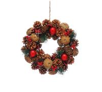 Festive Productions 30cm Christmas Wreath - Red Berries and PInecoes - Christmas Decoration, Perfect for Front Doors and Home - Decorative Wreath