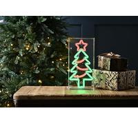 Festive Productions 30cm Neon Flex Christmas Tree Sign - Green and Red LED Xmas Light Decoration - Indoor Mains Powered with 3m Lead