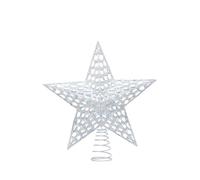 Festive Productions 30cm White 5-Pointed Cut-Out Pattern Plastic Christmas Tree Topper - Deluxe Christmas Tree Topper - Christmas Tree Decoration