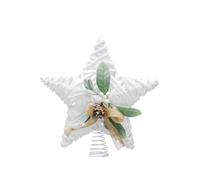 Festive Productions 30cm White Woven Rattan Star with Frosted Mistletoe and White Berries Christmas Tree Topper - Deluxe Christmas Tree Topper - Christmas Tree Decoration
