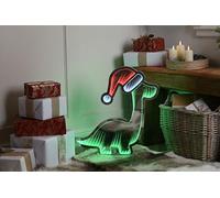 Festive Productions 40cm Infinity Dinosaur Light - LED Christmas Decoration with Infinity Mirror Effect - Green, Red & White Indoor Outdoor Dino Light with Timer