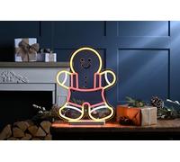 Festive Productions 42cm Gingerbread Man Neon Flex Light Sign - LED Christmas Decoration with Multicolour Glow - Indoor Plug In Gingerbread LED Figure