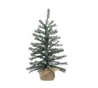 Festive Productions 60cm Flocked Artificial Christmas Tree with Burlap Base - Small Snow Effect Tabletop Decoration with 68 Tips
