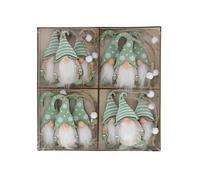 Festive Productions Assorted Wooden Gonks Hanging Christmas Decoration Pack of 12 8cm Green/White Christmas Decoration Gonk Themed Décor Xmas Decoration Perfect for Home Living Room Christmas Trees