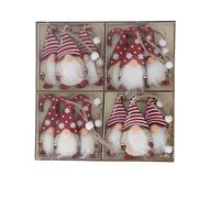 Festive Productions Assorted Wooden Gonks Hanging Christmas Decoration Pack of 12 8cm Red/White Christmas Decoration Gonk Themed Décor Xmas Decoration Perfect for Home Living Room Christmas Trees