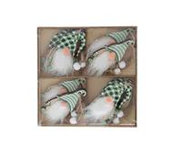 Festive Productions Assorted Wooden Gonks Hanging Christmas Decoration Pack of 8 6cm Green/White Christmas Decoration Gonk Themed Décor Xmas Decoration Perfect for Home Living Room Christmas Trees