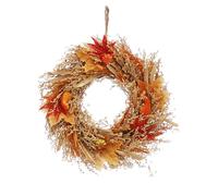Festive Productions Autumn Wreath with Leaves and Pumpkins - Orange - 30cm - Autumn Wreath Decoration Pumpkins Themed Autumnal Décor Hanging - Perfect for Home, Windows, Living Room, Front Door