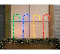 Festive Productions Candy Cane Stake Lights, 62 Cm - Multi-Colour, Set Of 4