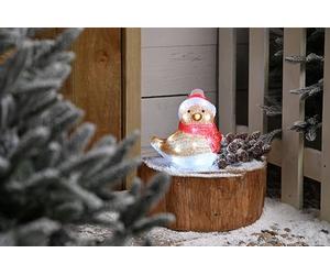 Festive Productions Christmas 19cm Light Up Acrylic Robin - White LED Lights - Christmas Decoration for Home - Festive Christmas Lights - Light Up Christmas Decoration