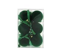 Festive Productions Christmas Tree Baubles - 12 x 8 cm Green Flocked Baubles - Large Velvet-Effect Shatterproof Hanging Ornaments - Christmas Tree Decorations