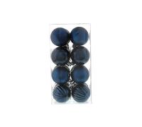 Festive Productions Christmas Tree Baubles - 16 x 5 cm Mixed Finish in Navy Blue - Shiny, Matt & Pumpkin Hanging Ornaments - Shatterproof Christmas Tree Decorations for Small & Medium Trees