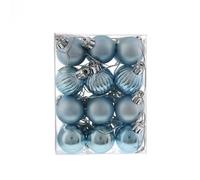 Festive Productions Christmas Tree Baubles - 24 x 3 cm Mixed Finish in Ice Blue - Shiny, Matt & Pumpkin Hanging Ornaments - Shatterproof Christmas Tree Decorations for a Stylish Festive Display