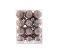 Festive Productions Christmas Tree Baubles - 24 x 3 cm Mixed Finish in Pale Pink - Shiny, Matt & Pumpkin Hanging Ornaments - Shatterproof Christmas Tree Decorations for a Stylish Festive Display