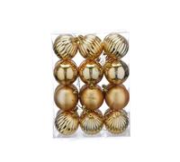 Festive Productions Christmas Tree Baubles - 24 x 7 cm Mixed Finish in Classic Gold - Large Shiny, Matt & Pumpkin Hanging Ornaments - Shatterproof Christmas Tree Decorations for Medium & Large Trees