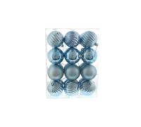 Festive Productions Christmas Tree Baubles - 24 x 7 cm Mixed Finish in Ice Blue - Large Shiny, Matt & Pumpkin Hanging Ornaments - Shatterproof Christmas Tree Decorations for Medium & Large Trees