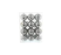 Festive Productions Christmas Tree Baubles - 24 x 7 cm Mixed Finish in Silver - Large Shiny, Matt & Pumpkin Hanging Ornaments - Shatterproof Christmas Tree Decorations for Medium & Large Trees