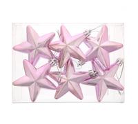 Festive Productions Christmas Tree Stars - 6 x 7.5 cm Shiny Pale Pink Hanging Star Ornaments - Shatterproof Christmas Tree Decorations for a Festive Finishing Touch