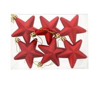 Festive Productions Christmas Tree Stars - 6 x 7.5 cm Shiny Red Hanging Star Ornaments - Shatterproof Christmas Tree Decorations for a Festive Finishing Touch