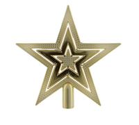 Festive Productions Christmas Tree Topper - 20 cm Classic Gold Star - Five-Point Tree Top Decoration - Shatterproof Christmas Tree Ornament
