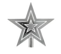 Festive Productions Christmas Tree Topper - 20 cm Silver Star - Classic Five-Point Tree Top Decoration - Shatterproof Christmas Tree Ornament