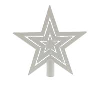 Festive Productions Christmas Tree Topper - 20 cm White Star - Five-Point Tree Top Decoration - Shatterproof Christmas Tree Ornament