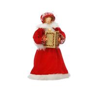 Festive Productions Christmas Tree Topper - 30 cm Red and White Carol Singer Angel - Traditional Victorian-Style Tree Decoration - Elegant Festive Ornament