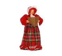 Festive Productions Christmas Tree Topper - 30 cm Red Plaid Carol Singer Angel - Traditional Victorian-Style Tree Decoration - Elegant Festive Ornament