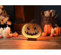 Festive Productions Halloween Infinity Effect 3D Pumpkin LED Light - 30cm - Orange - Decoration Pumpkin Themed Décor Prop Scary - Perfect for Halloween Parties, Home, Living Room