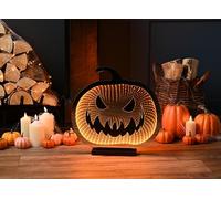 Festive Productions Halloween Infinity Effect 3D Pumpkin LED Light - 40cm - Orange - Halloween Decoration Pumpkin Themed Décor Prop Scary - Perfect for Halloween Parties, Home, Living Room