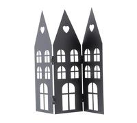 Festive Productions Metal Black Panel House with Cut-Out Windows - Tabletop Christmas Decoration - 22cm - Christmas Decoration For Home - Gift Idea for Christmas