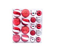 Festive Productions Pack of 18 Shatterproof Christmas Baubles Assorted Colours and Sizes Xmas Tree Festive Decorations Red/White