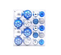 Festive Productions Pack of 18 Shatterproof Christmas Baubles Assorted Colours and Sizes Xmas Tree Festive Decorations Blue/Silver