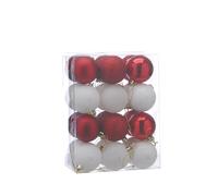 Festive Productions Pack of 24 Shatterproof Red and White Christmas Baubles Assorted Designs Xmas Tree Festive Decoration Candy Cane 6cm