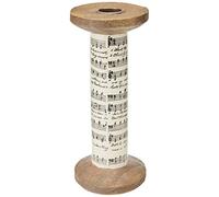 FESTIVE PRODUCTIONS Polyresin Spindle Candle Holder with Wood Effect, Multi-Colour, Small