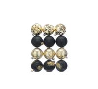 Festive Productions Set of 12 x 6cm Shatterproof Baubles - Black & Gold Designs - Luxury Baubles - Christmas Baubles - Christmas Tree Decorations, Hanging Christmas Decorations