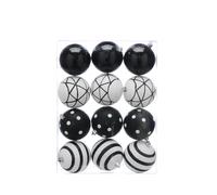 Festive Productions Set of 12 x 8cm Shatterproof Baubles - Black & White Designs - Luxury Baubles - Christmas Baubles - Christmas Tree Decorations, Hanging Christmas Decorations