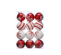 Festive Productions Set of 12 x 8cm Shatterproof Baubles - Red & White Assorted Designs - Luxury Baubles - Christmas Baubles - Christmas Tree Decorations, Hanging Christmas Decorations