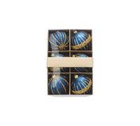 Festive Productions Set of 6 x 8cm Shatterproof Baubles - Dark Blue & Gold Designs - Luxury Baubles - Christmas Tree Decorations, Hanging Decorations