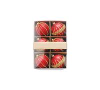 Festive Productions Set of 6 x 8cm Shatterproof Baubles - Red & Gold Designs - Luxury Baubles - Christmas Baubles - Christmas Tree Decorations, Hanging Christmas Decorations