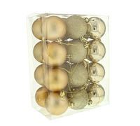 Festive Productions Shiny/Matt/Glitter Champagne Gold Baubles in Box - Pack of 24