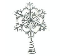 Festive Productions Tree Topper : Acrylic Encrusted Silver Glitter Snowflake : 19cm