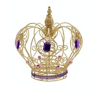 Festive Productions Tree Topper : Gold Glitter Crown With Gems : 20cm
