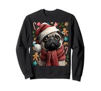 Festive Pug with Snow Santa Hat Snowy Winter Christmas Dog Sweatshirt